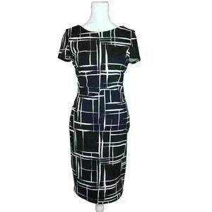 Lulu's women's black and white bodycon midi dress size medium